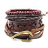 Fisch Hook Lederarmband Modeschmuck Wickelarmband Edelstahl Holzperlen Schiebeknoten burgundibraun